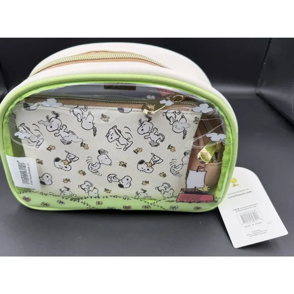 NWT Snoopy Peanuts (3) Piece Make-Up Cosmetics Bag Travel Set by Impressions